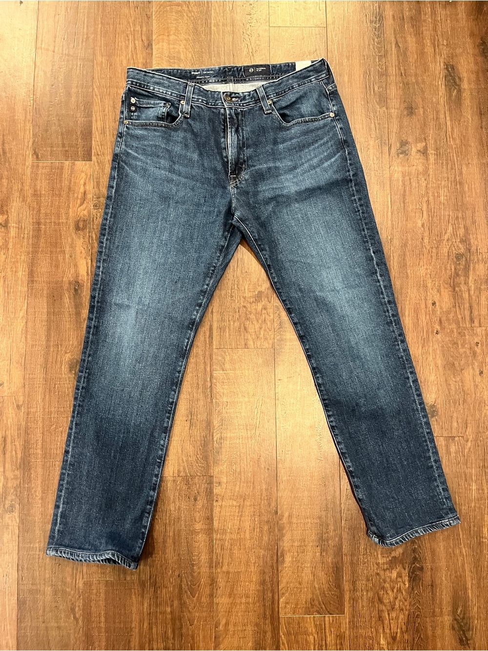 AG Jeans Mens 34x30 Blue Everett Slim Straight Japanese Denim Fabric Flexible